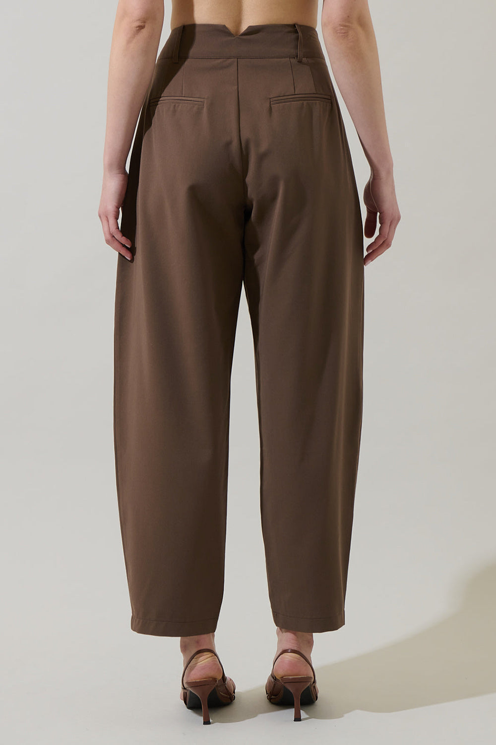Utica Brown High-Waisted Wide Leg Pants | La petite garçonne model back 