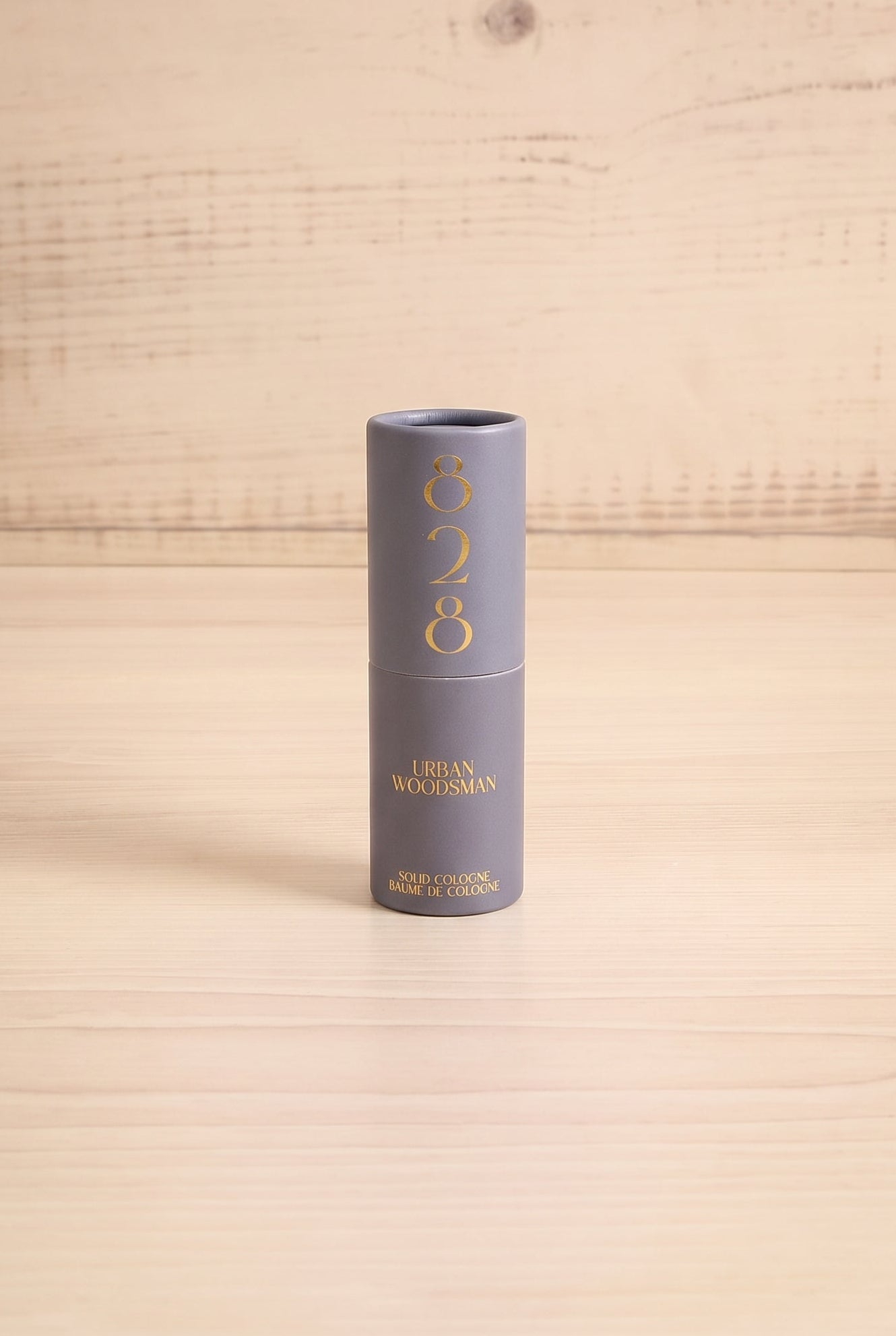 Front view of the Urban Woodsman solid perfume by 828 Aroma, handmade in Canada and available at Maison Garçonne.