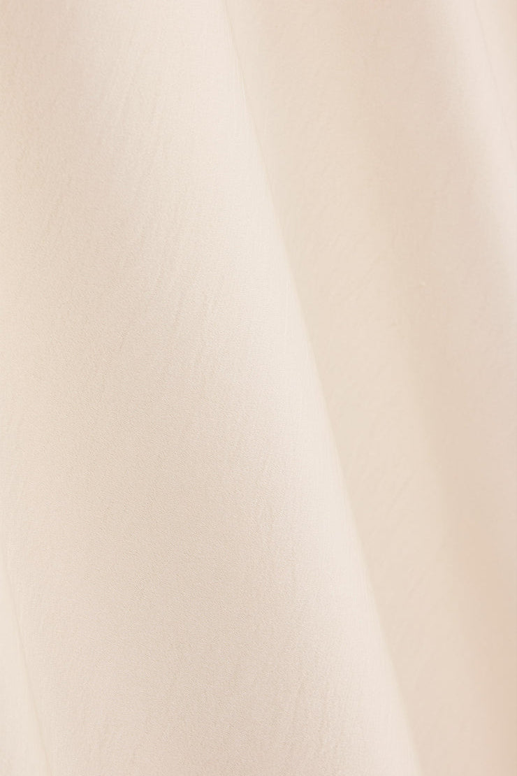 Vrako Ivory Midi Satin Skirt with Lace | La petite garçonne fabric close-up