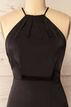 Versailles Black Maxi Dress w/ Laced Back | La petite garçonne front close-up