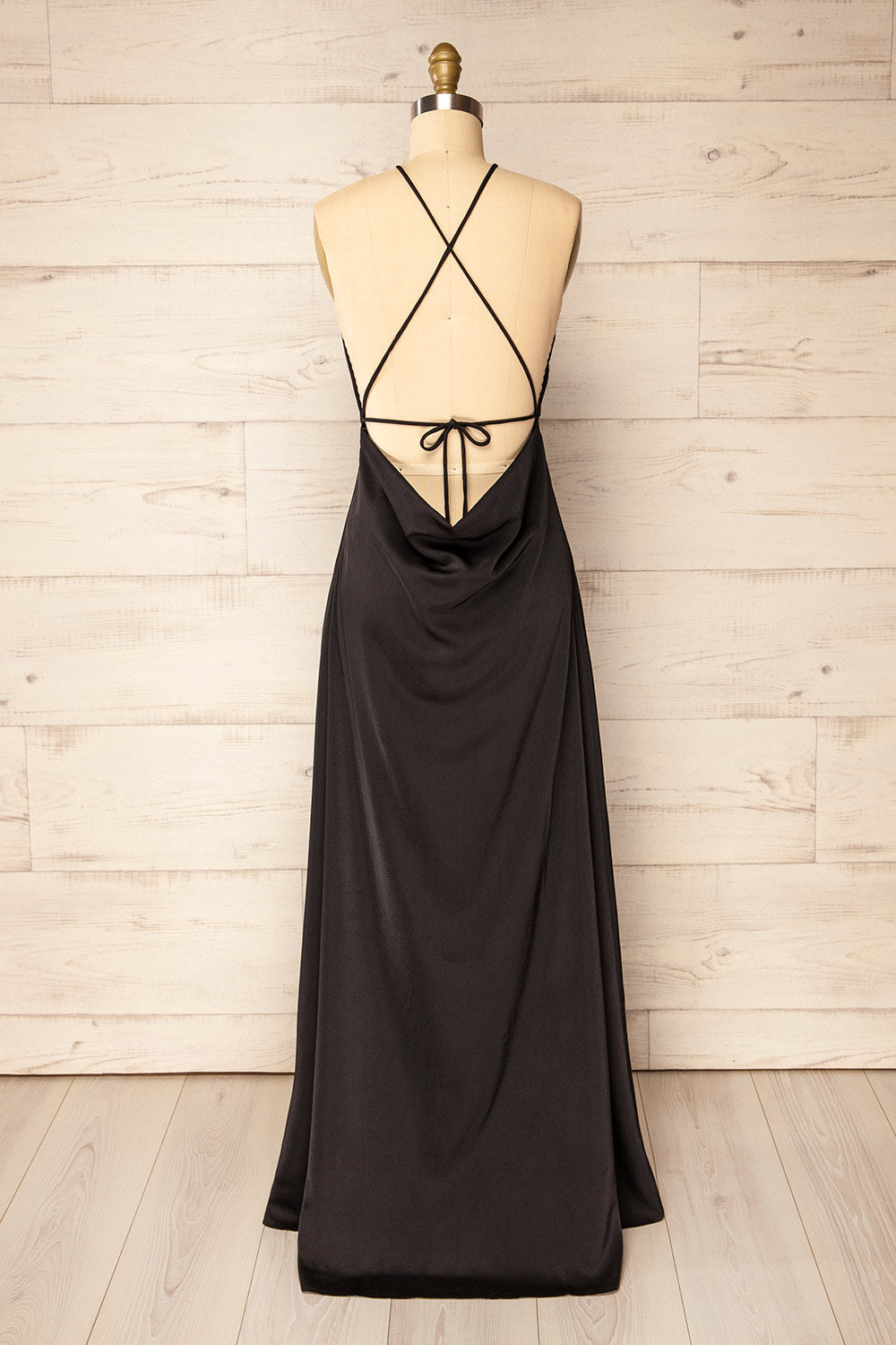 Versailles Black Maxi Dress w/ Laced Back | La petite garçonne back view