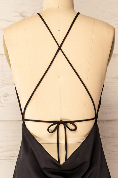 Versailles Black Maxi Dress w/ Laced Back | La petite garçonne back close-up