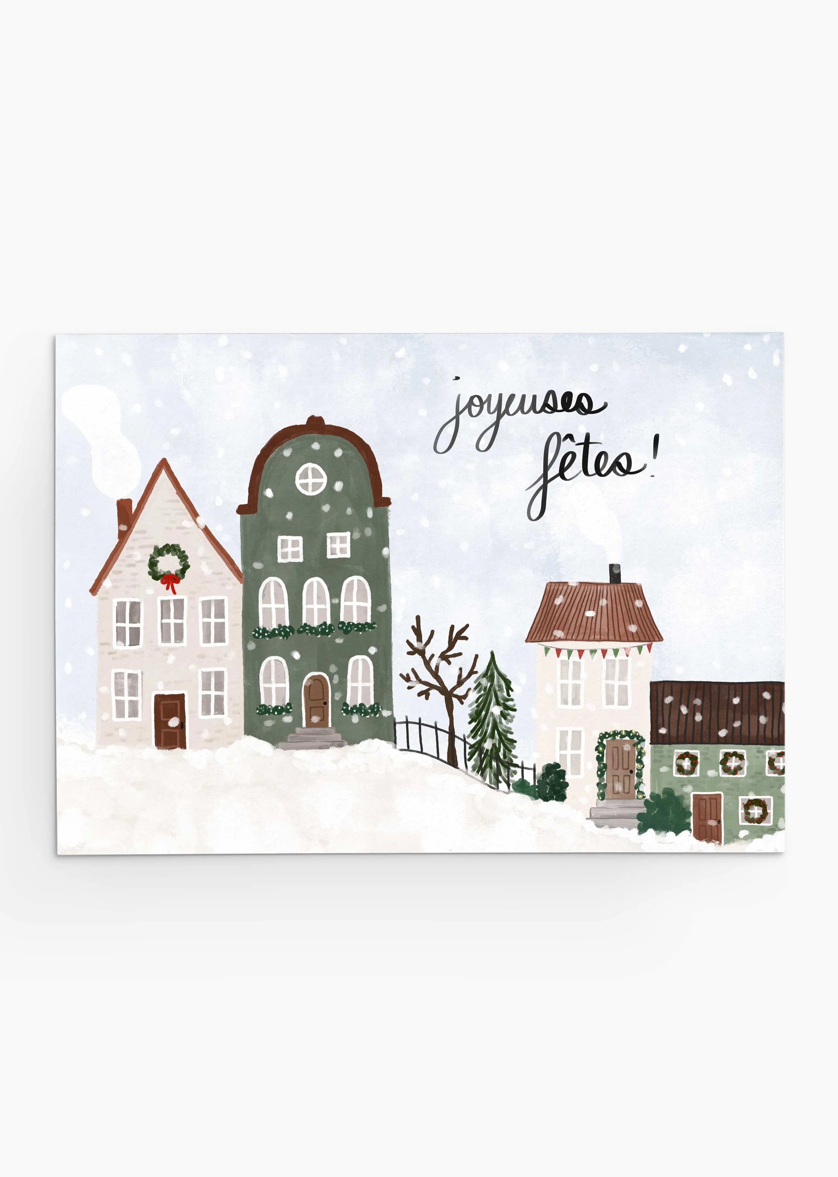 Warmth of the Snowy Village Christmas Greeting Card by Mimi & August