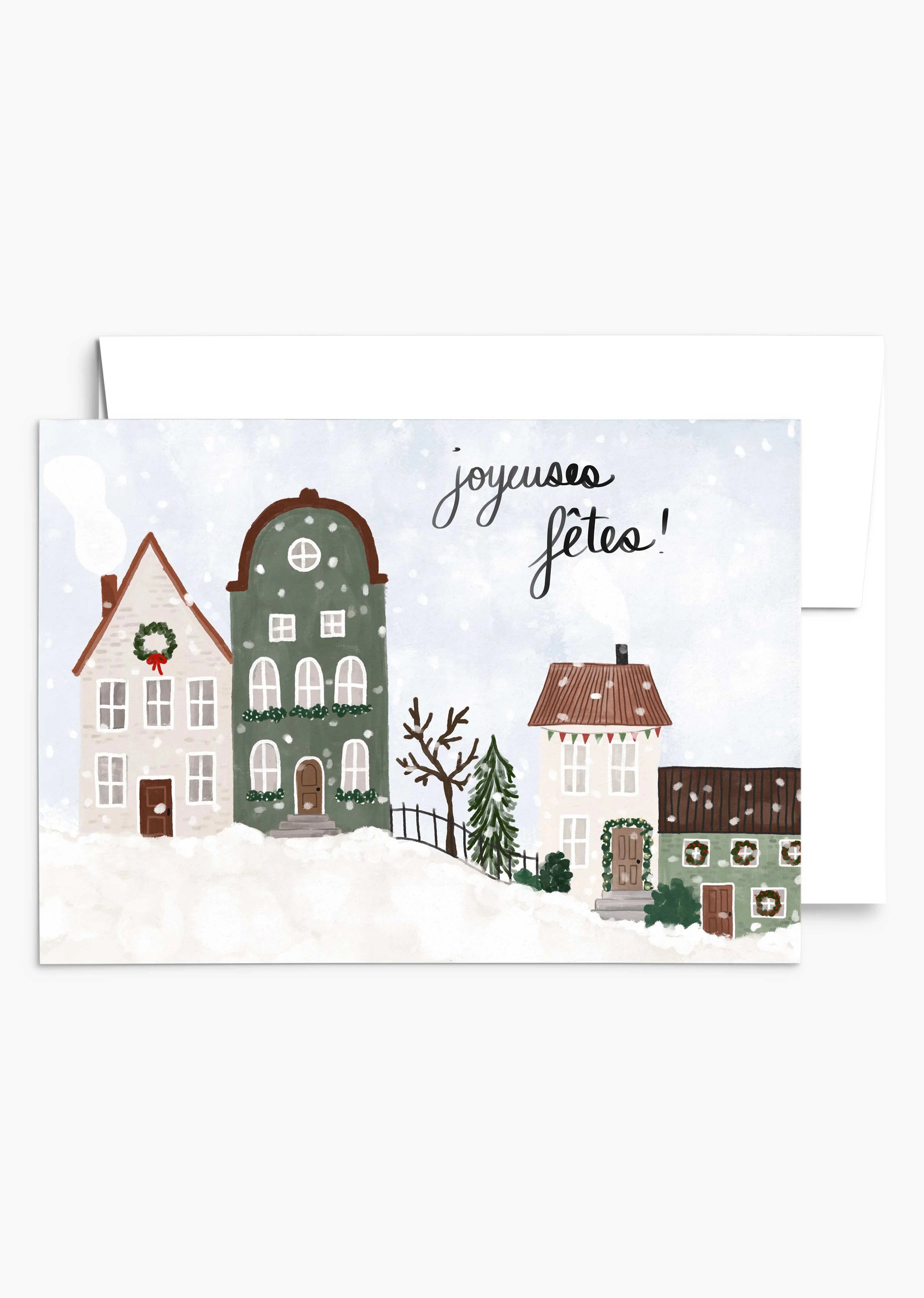 Warmth of the Snowy Village Christmas Greeting Card by Mimi & August
