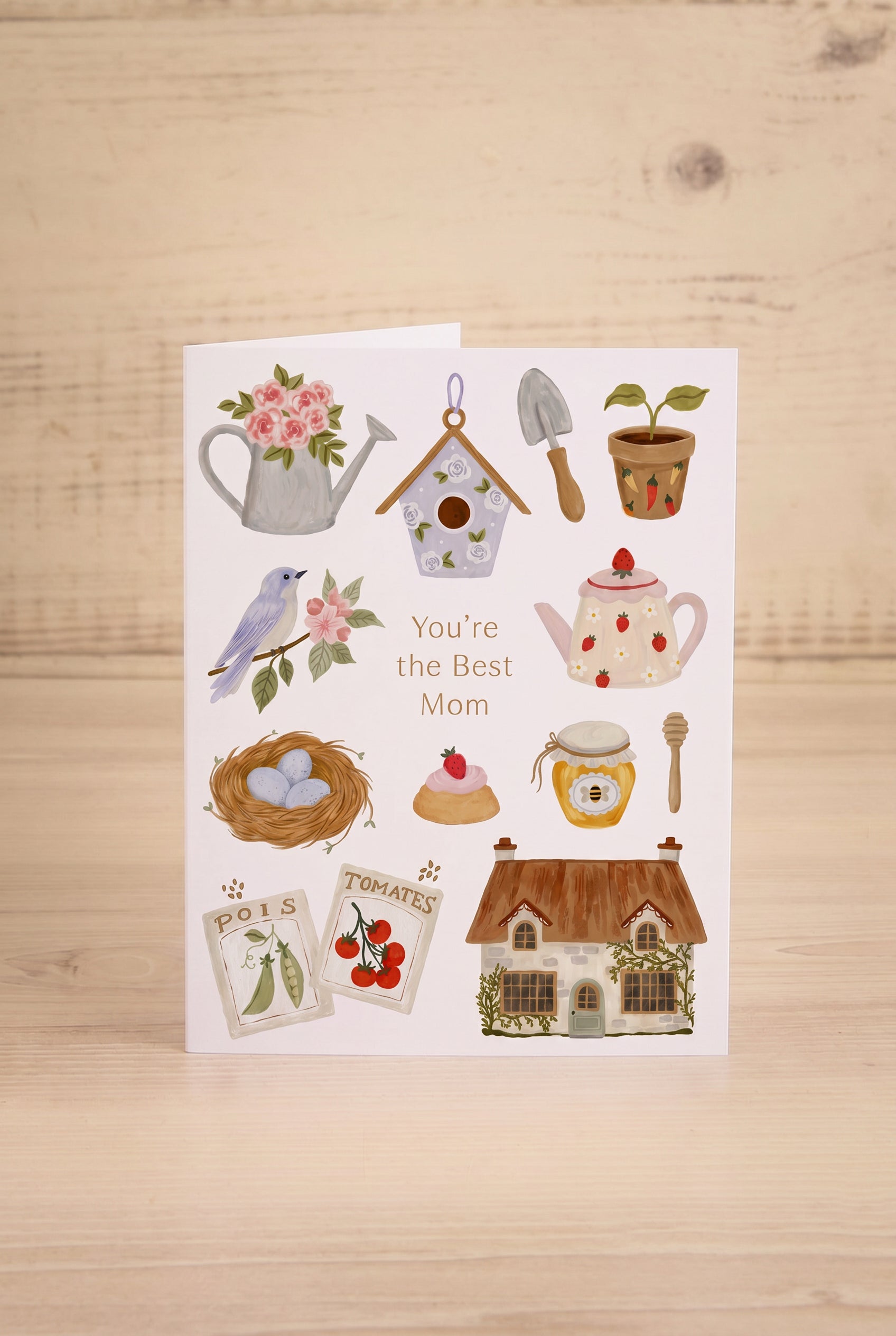 Front view of a greeting card Tou're the best mom illustration by Marie Lise at la maison garçonne