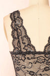 Zerline Black Floral Lace Bralette w/ Silver Detailing | Boutique 1861 back close-up