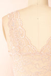 Zerline Pink Floral Lace Bralette w/ Silver Detailing | Boutique 1861 back close-up