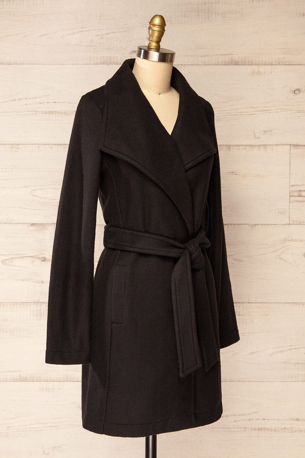 Abasha Black Short Felt Coat | La petite garçonne side view