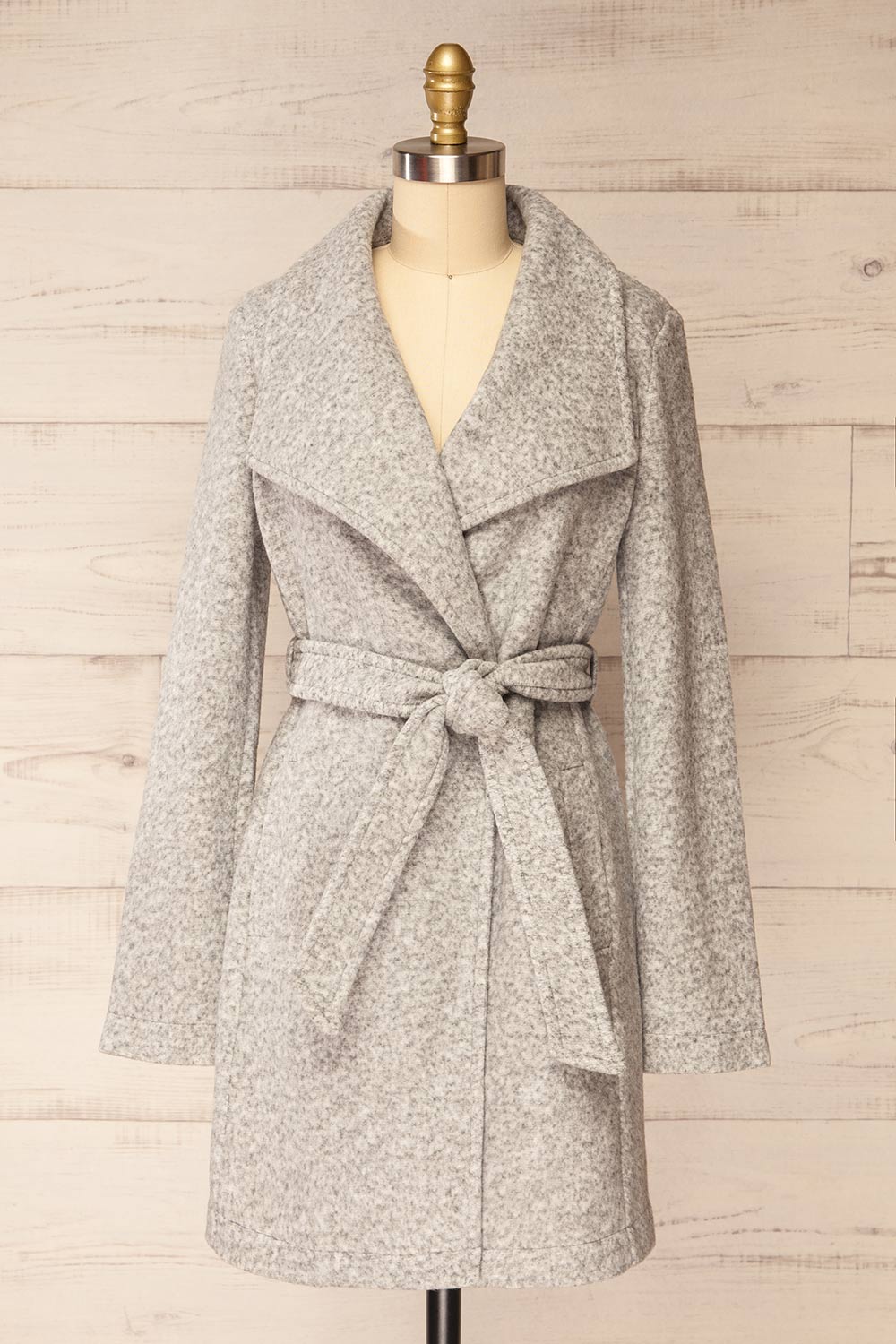 Abasha Grey Short Felt Coat | La petite garçonne front view