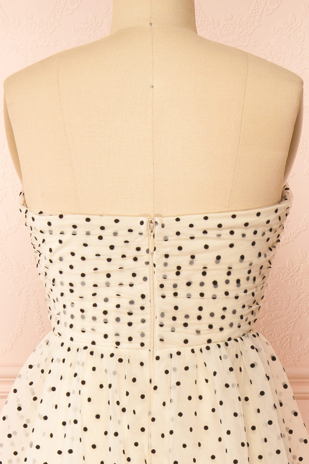 Abbie Cream Tulle Maxi Dress w/ Polka Dots | Boutique 1861 back