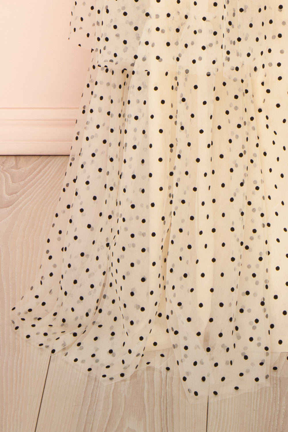 Abbie Cream Tulle Maxi Dress w/ Polka Dots | Boutique 1861 bottom 