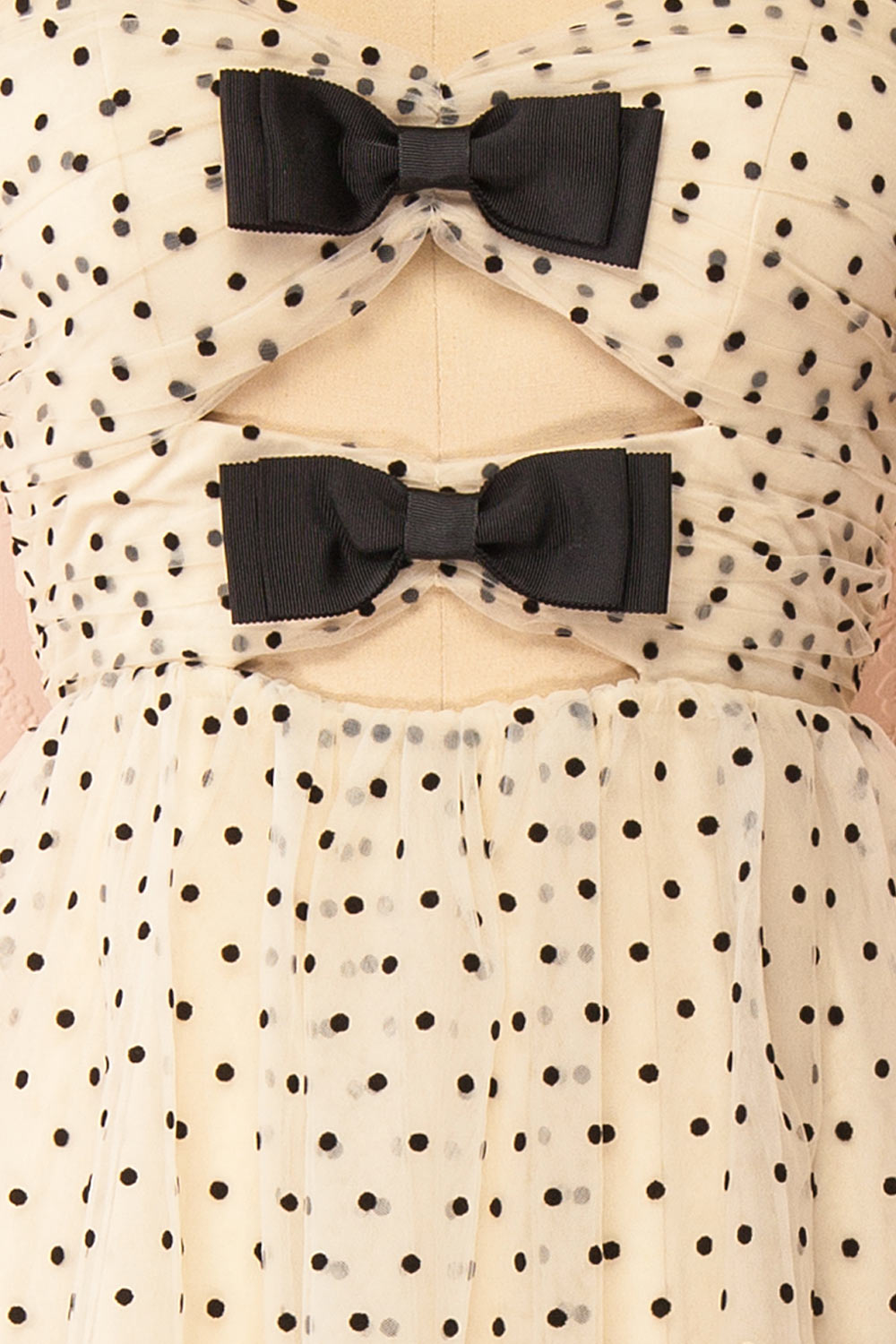 Abbie Cream Tulle Maxi Dress w/ Polka Dots | Boutique 1861 fabric 