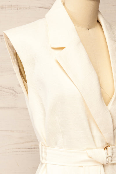Abbotsford White Sleeveless Tweed Blazer Dress | La petite garçonne side