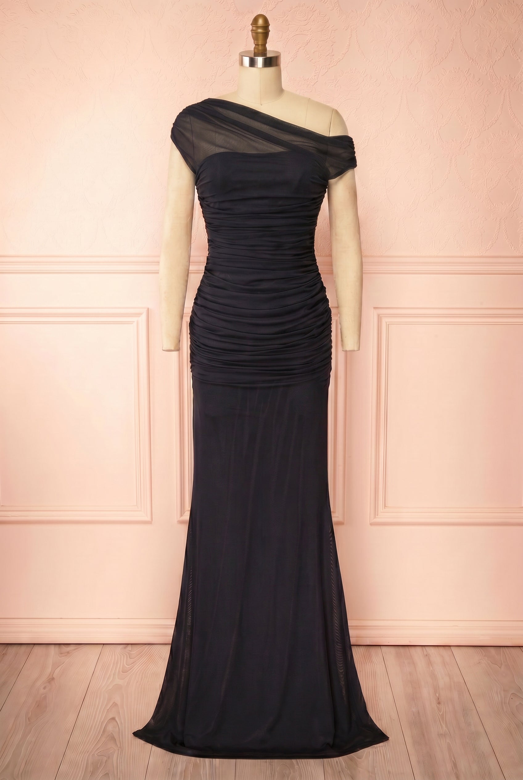 Abelina Marine | Robe Maxi Ajustée en Mesh