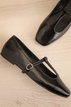 Abeona Black Ballet Flats Shoes with T-Strap | La petite garçonne flat lay