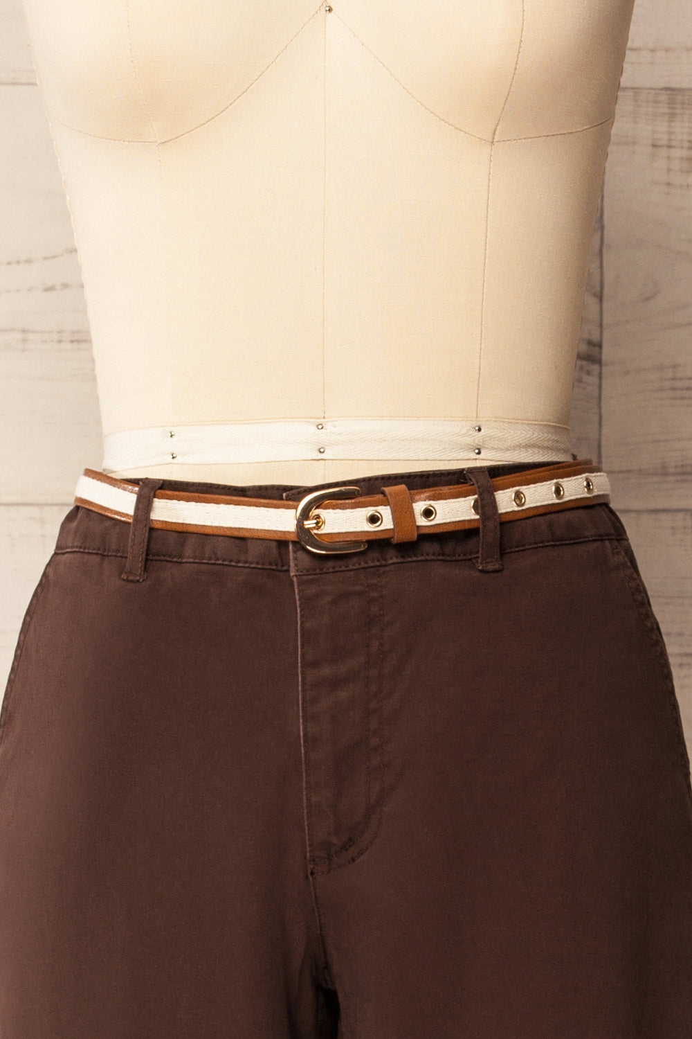 Aberdeen Brown Denim Pants with Belt | La petite garçonne front 