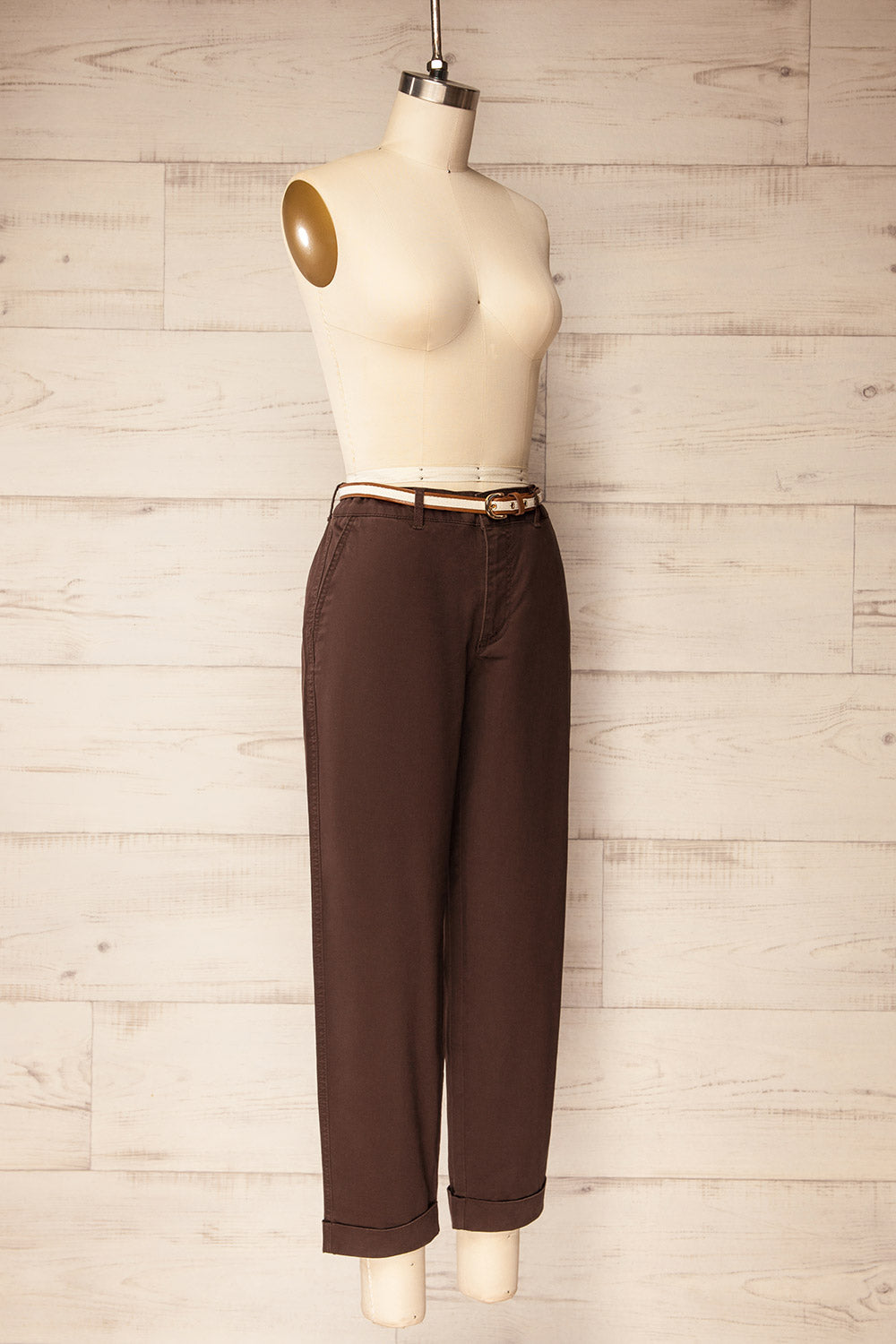 Aberdeen Brown Denim Pants with Belt | La petite garçonne side view