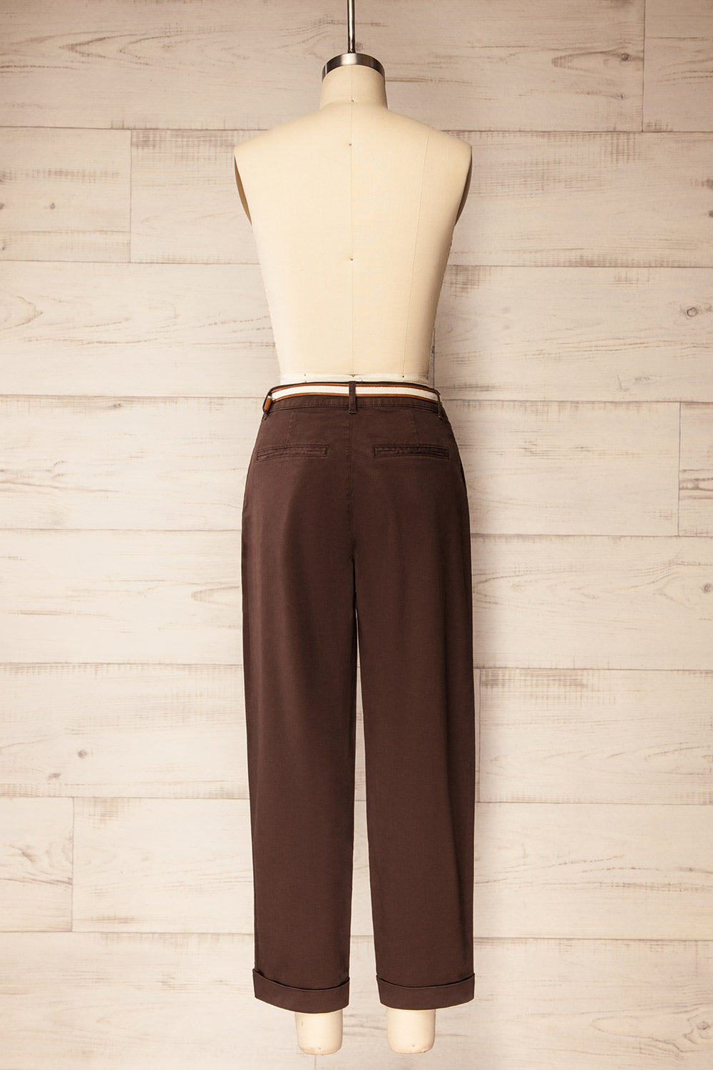 Aberdeen Brown Denim Pants with Belt | La petite garçonne back view