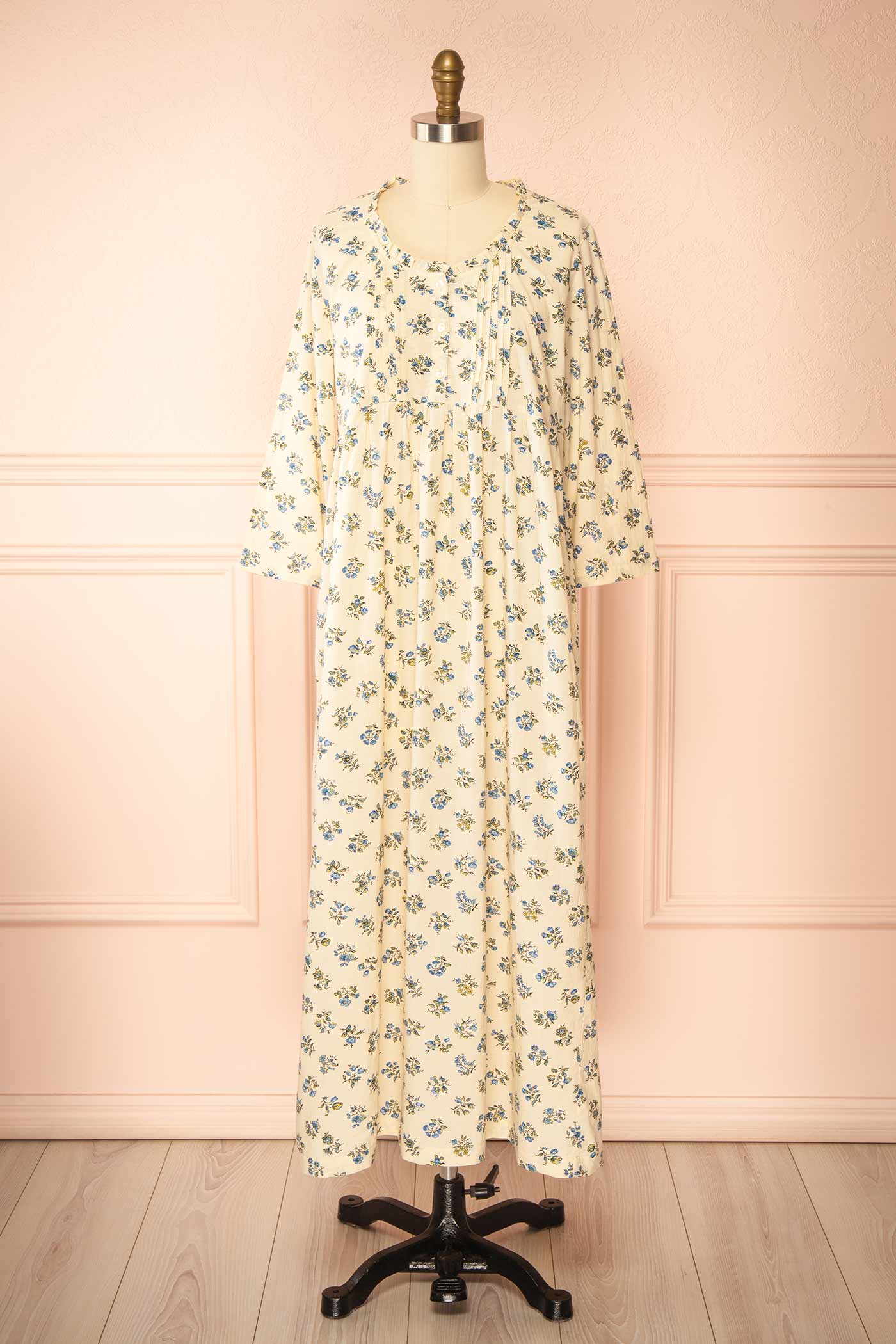 Abraham Ivory Floral Cotton Nightgown with Pockets | Boutique 1861 front