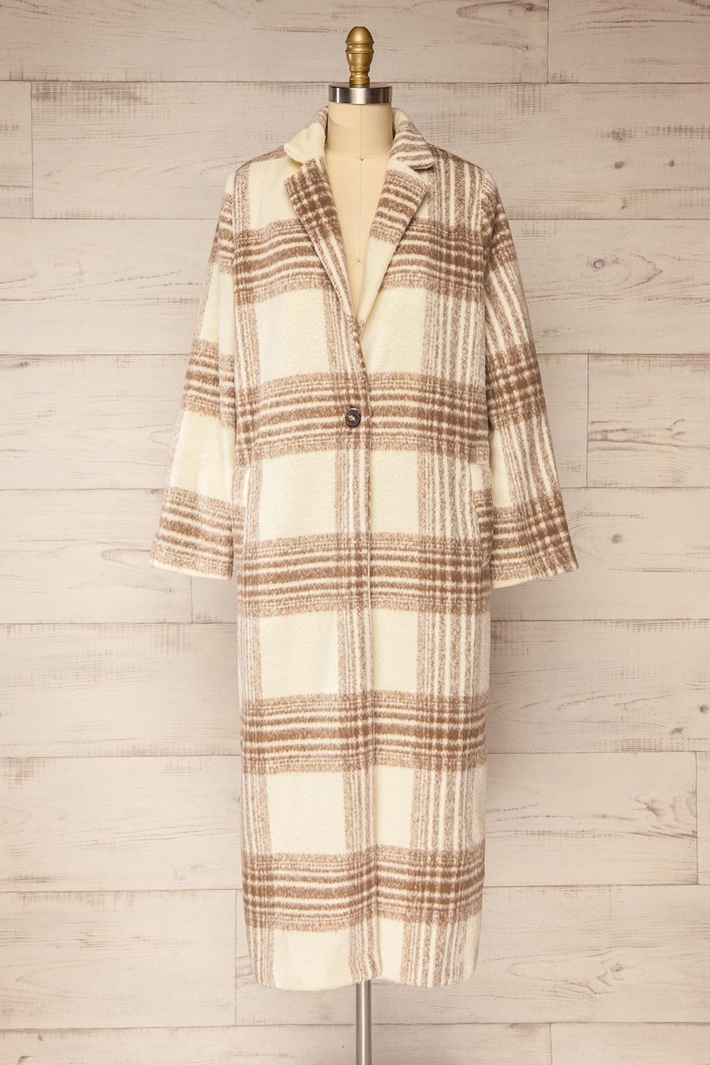 Acadie Plaid Long Coat | La petite garçonne front view