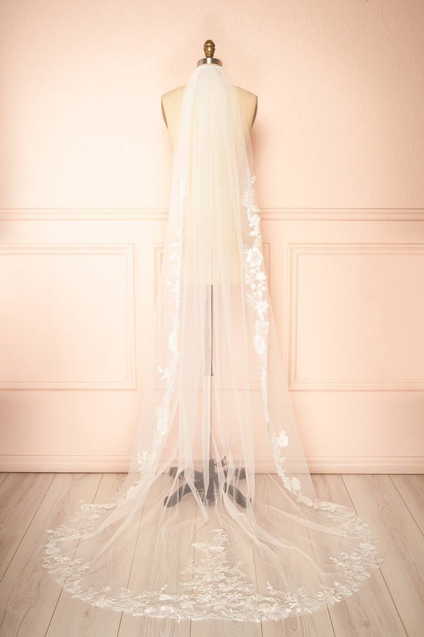 view of Achilia Ivory Floral Lace Tulle Wedding Veil at Boudoir 1861