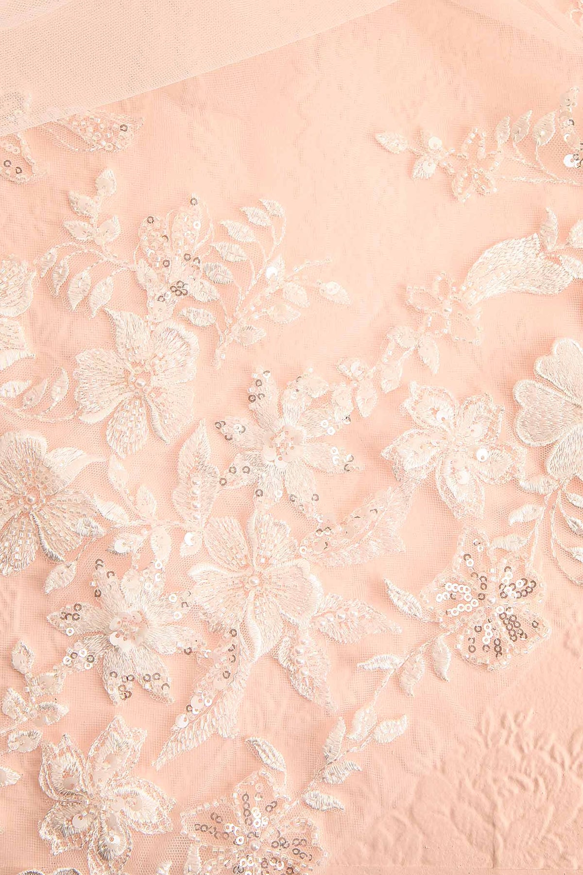 fabric of Achilia Ivory Floral Lace Tulle Wedding Veil at Boudoir 1861