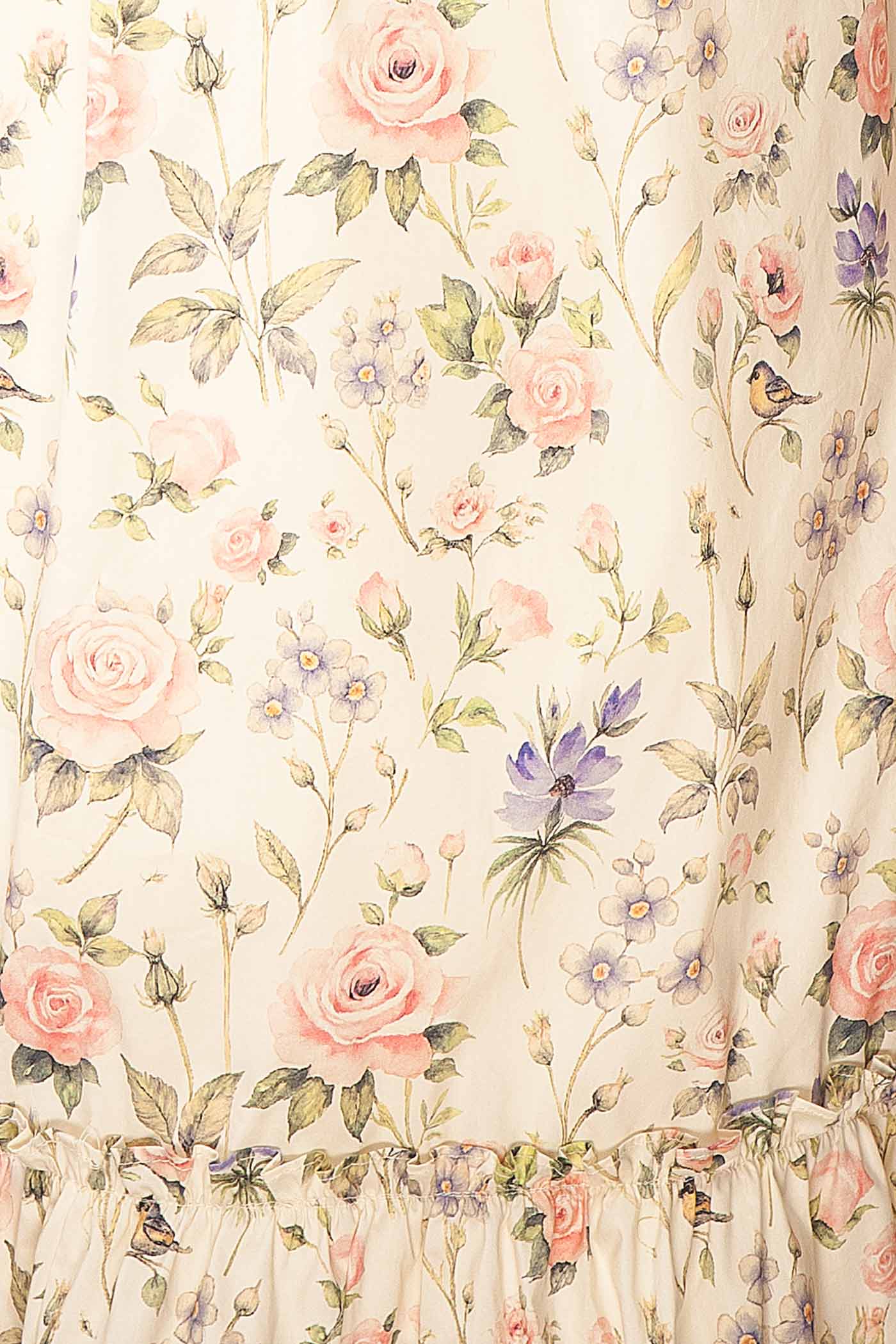 Acilia | Floral A-Line Midi Dress with Tie-Shoulder Straps