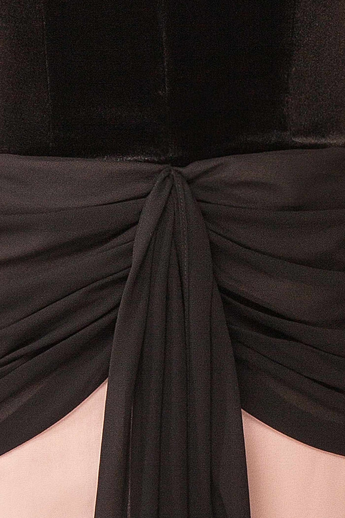 Acilie Black | Strapless Velvet and Chiffon Bicolor Maxi Dress