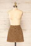 Acy Brown Short Corduroy Skirt w/ Buttons | La petite garçonne front view