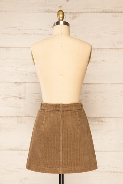 Acy Brown Short Corduroy Skirt w/ Buttons | La petite garçonne  back view