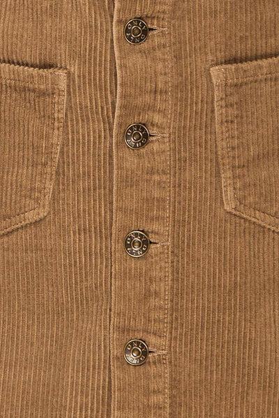 Acy Brown Short Corduroy Skirt w/ Buttons | La petite garçonne fabric