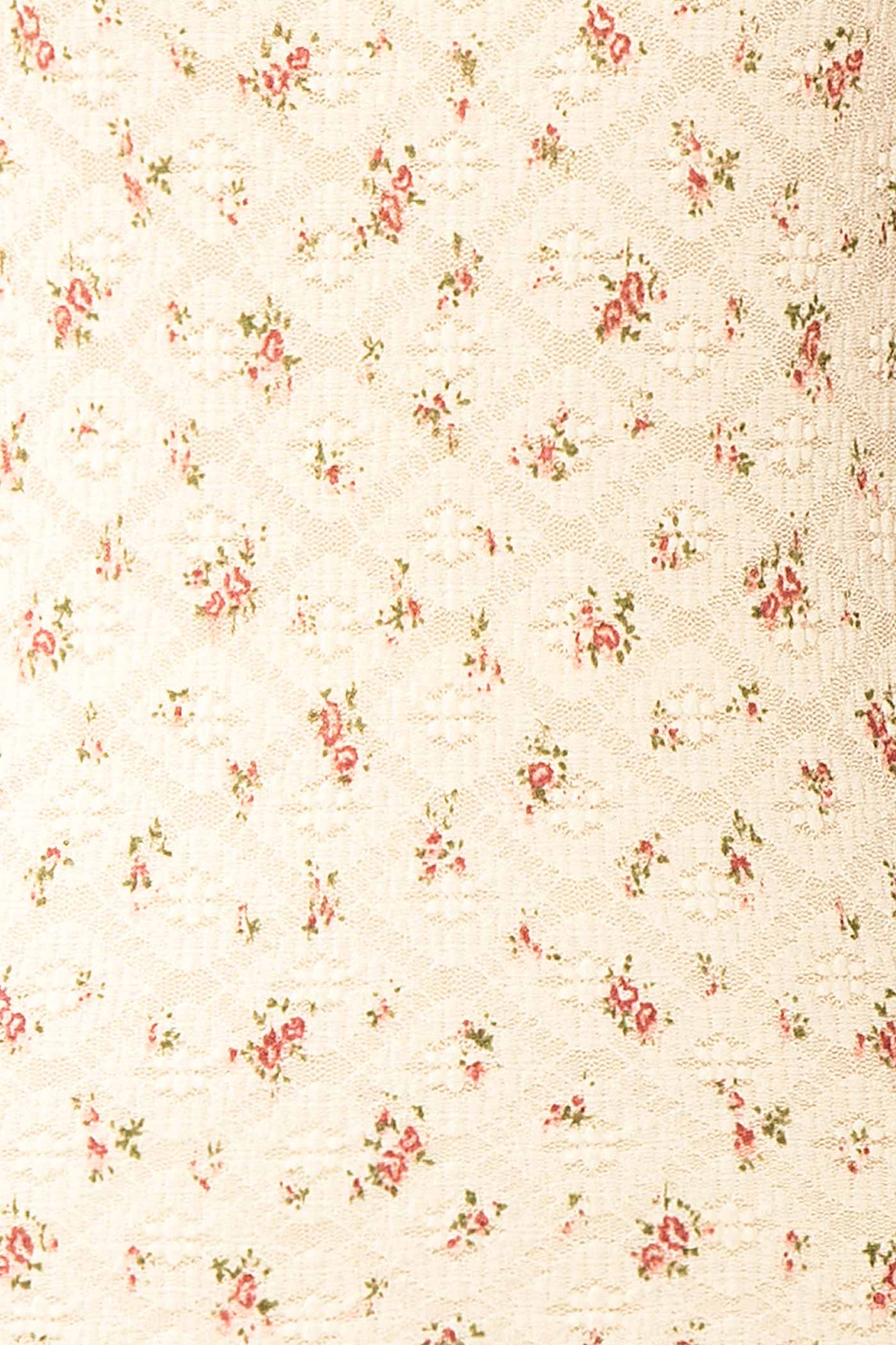 Adalba | Ivory Floral Textured T-Shirt