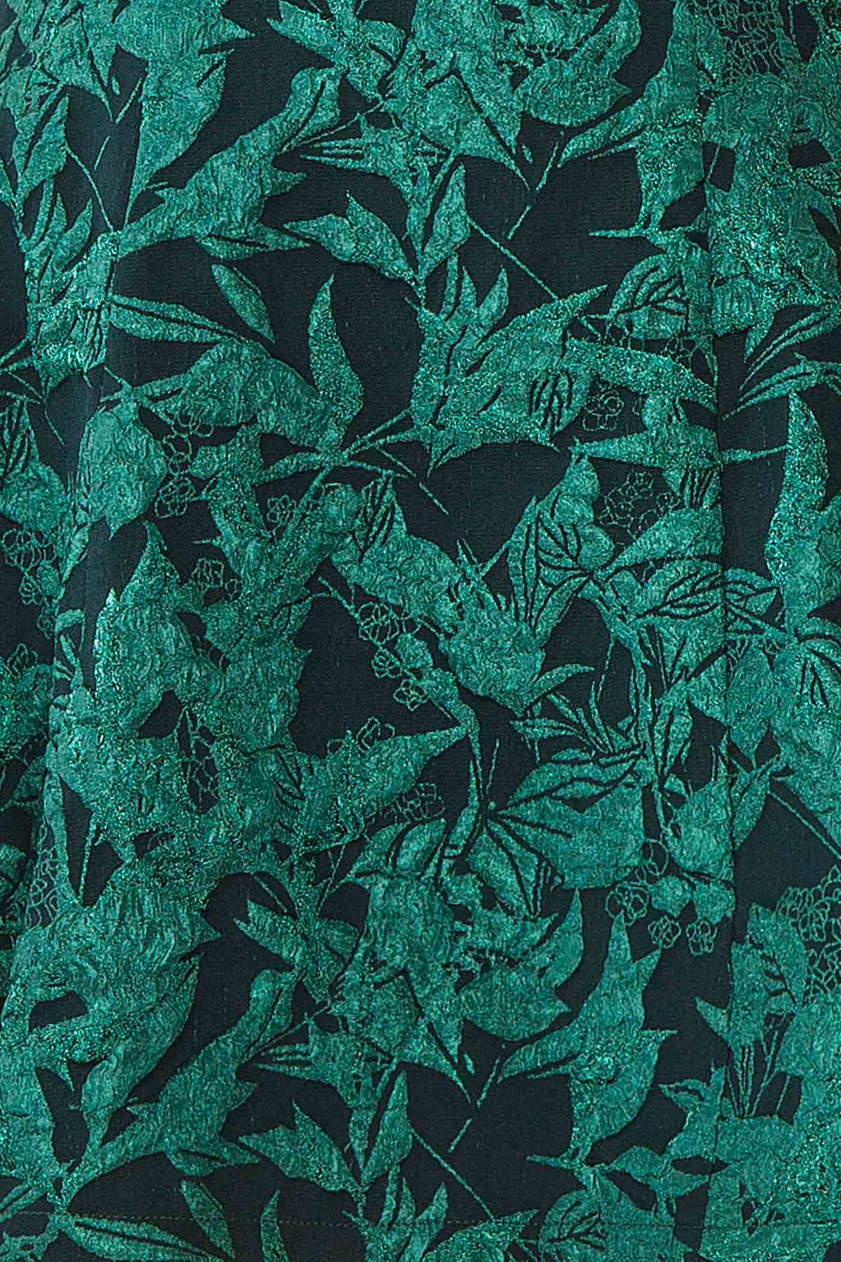 fabric view of Adalise Green Jacquard Short Dress at Boutique 1861