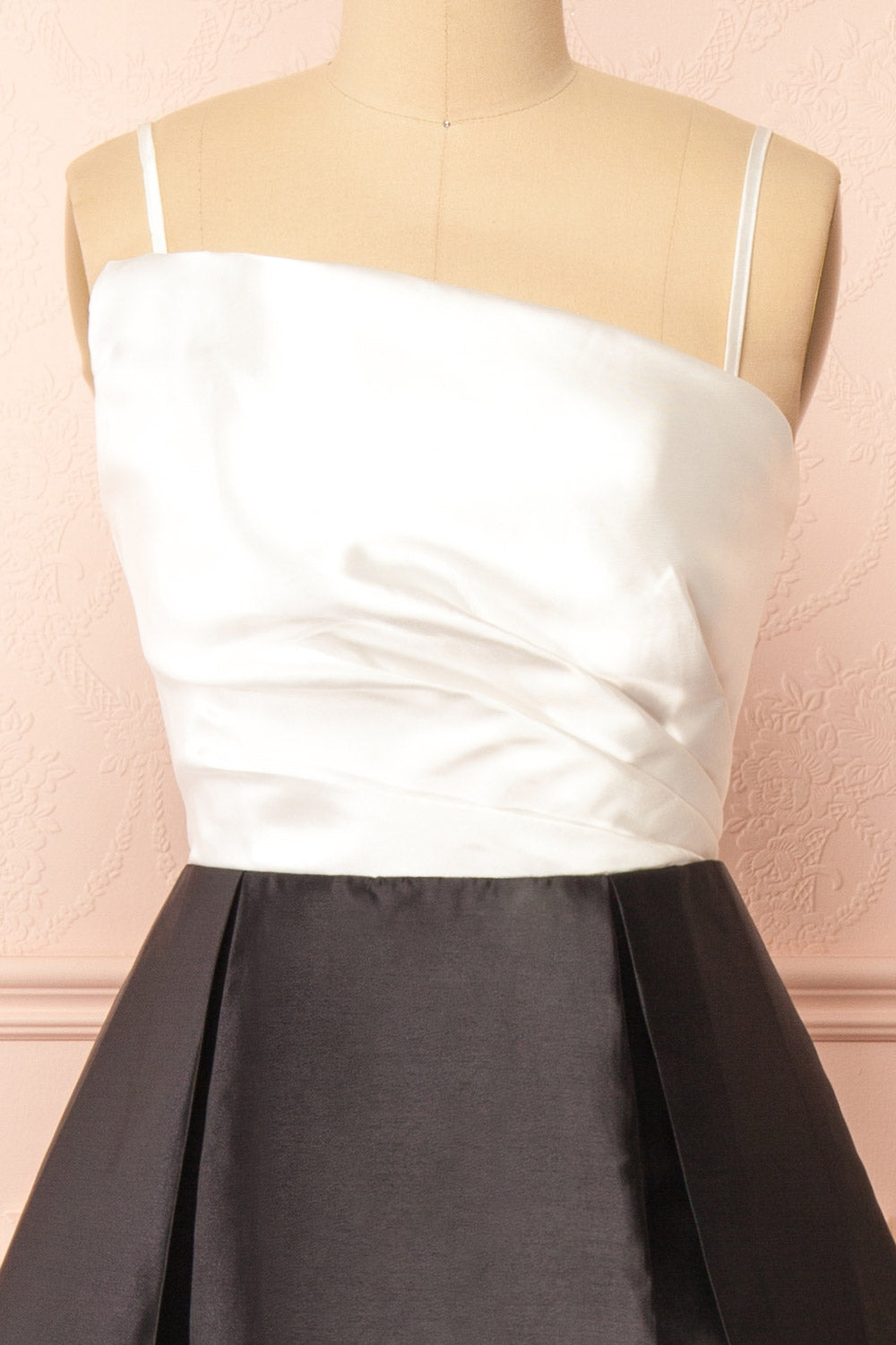 Adanel Black & White Maxi Dress w/ Slit | Boutique 1861 front close-up
