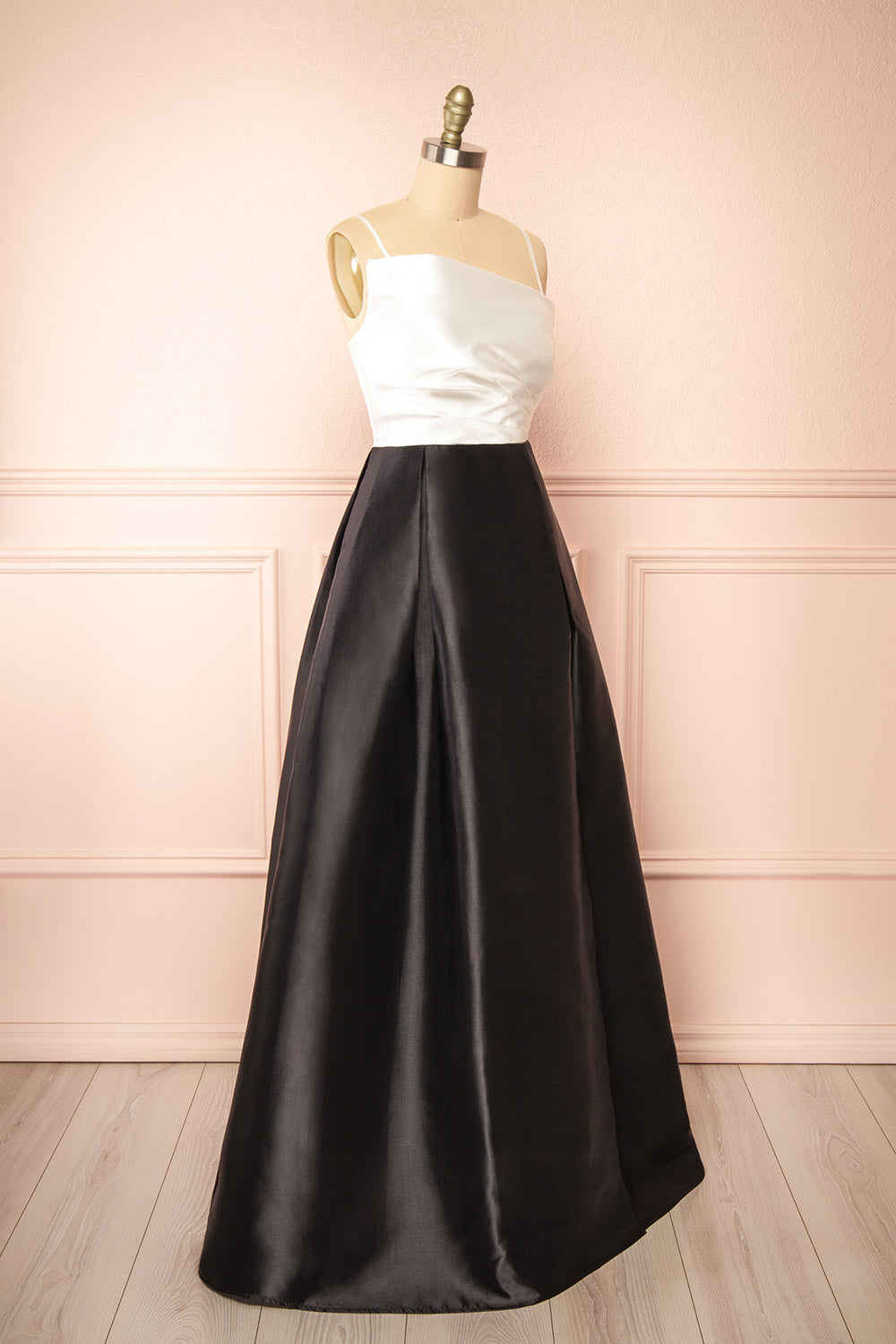 Adanel Black & White Maxi Dress w/ Slit | Boutique 1861 side view