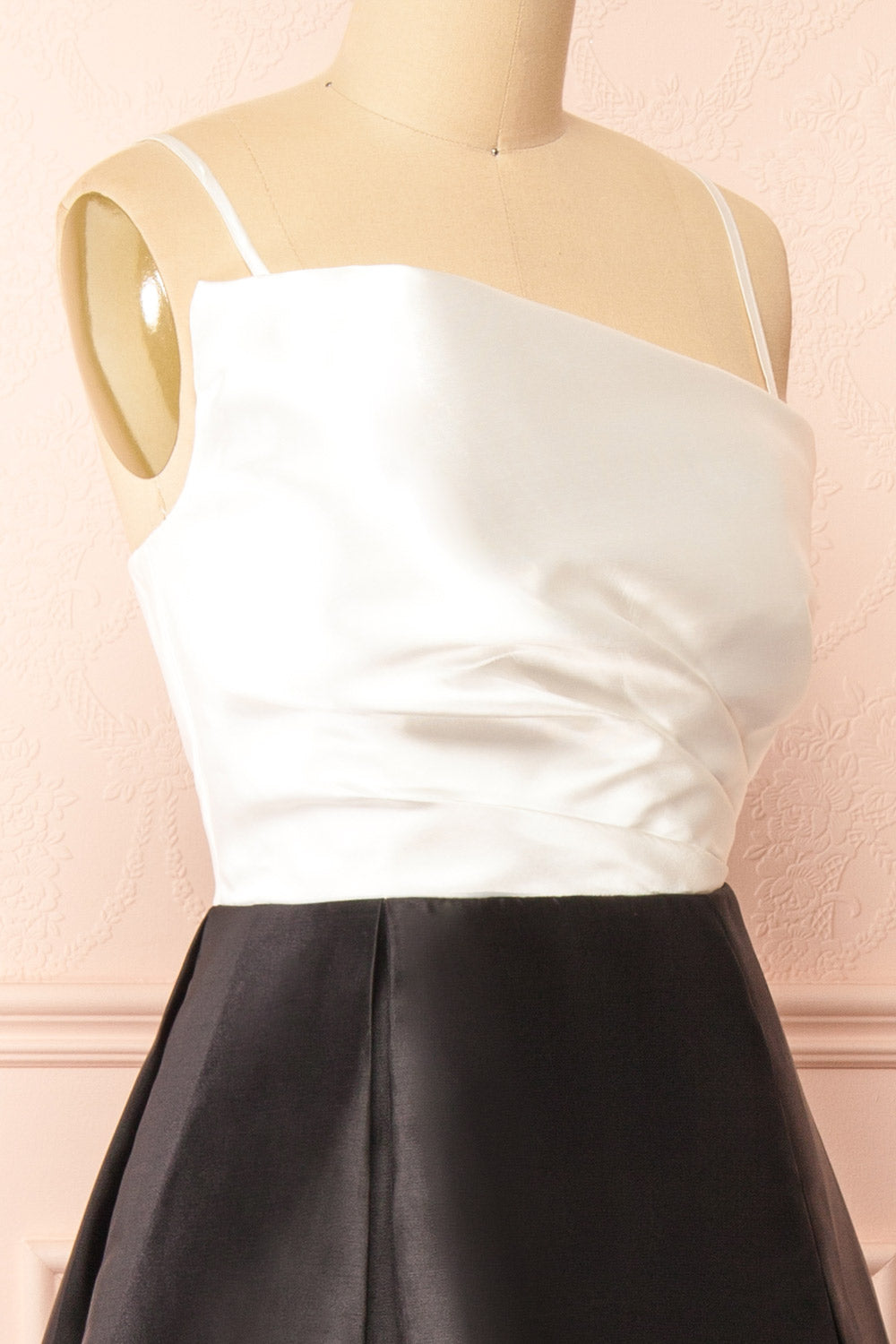 Adanel Black & White Maxi Dress w/ Slit | Boutique 1861 side close-up