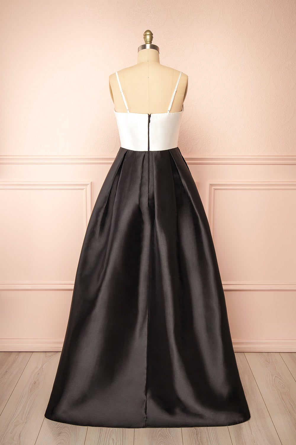 Adanel Black & White Maxi Dress w/ Slit | Boutique 1861 back view