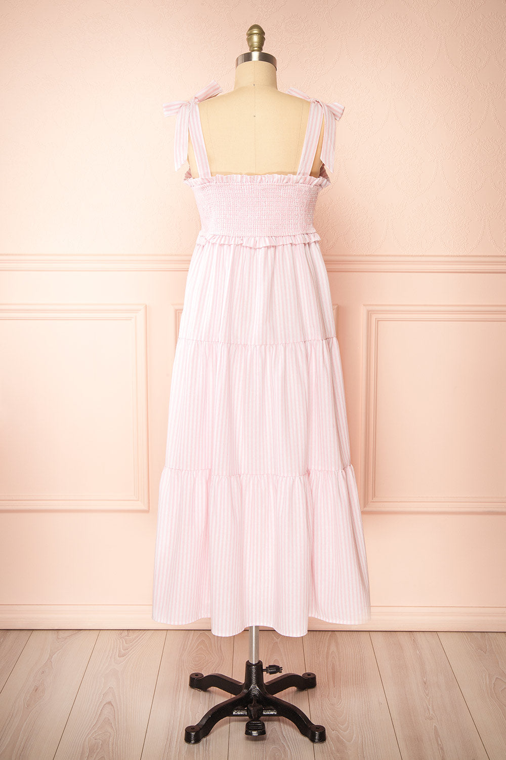 Addison Long Pink Striped Dress | Boutique 1861 back view