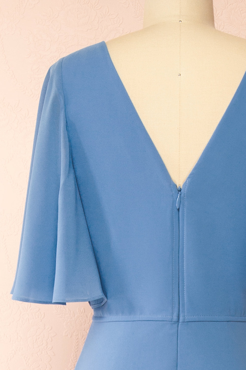 Adelphia Blue V-Neck Chiffon Maxi Dress | Boutique 1861 back