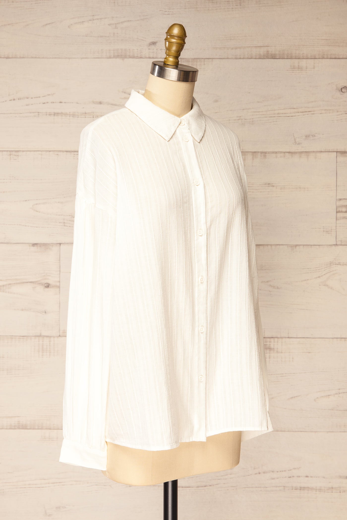 Adenau Sheer Ivory Textured Shirt | La petite garçonne side 