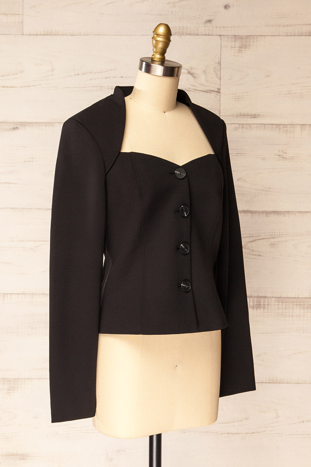 Adonie | Veston Tailleur Noir avec Décolleté Cœur