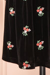 Aerelia Black Short Velvet Dress w/ Floral Embroidery | Boutique 1861 bottom