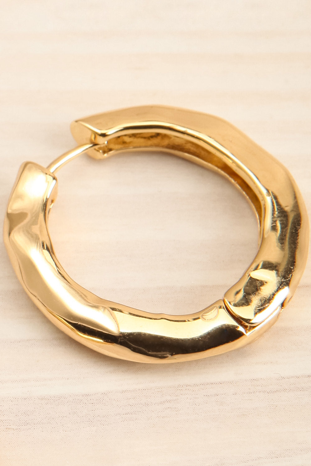 Aerith Gold Asymmetrical Hoop Earrings | La petite garçonne close-up