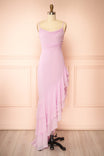 Aeron Mauve | Chiffon Asymmetrical Ruffle Maxi Dress