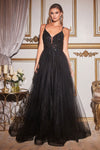 Aethera Black | Sparkling Beaded A-Line Maxi Dress-Boutique 1861 on model