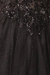 Aethera Black Sparkling Beaded A-Line Maxi Dress | Boutique 1861 fabric