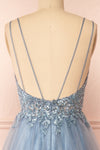 Aethera Blue Grey Sparkling Beaded A-Line Maxi Dress | Boutique 1861 back