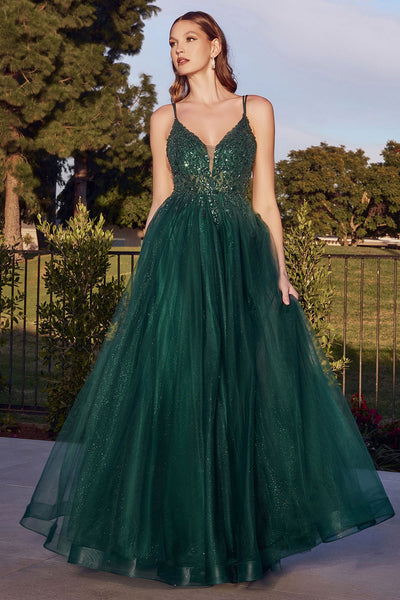 Aethera green | Sparkling Beaded A-Line Maxi Dress-Boutique 1861 on model