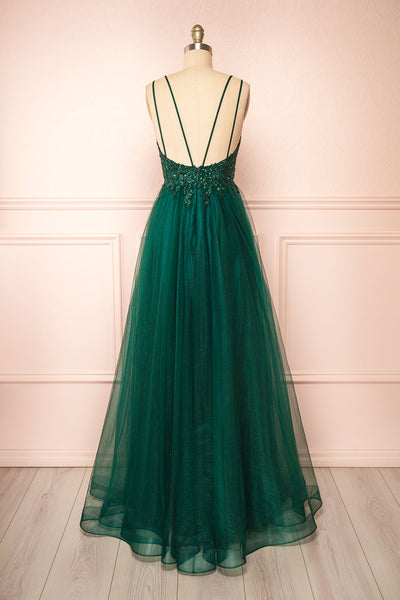 Aethera Green Sparkling Beaded A-Line Maxi Dress | Boutique 1861 back view