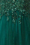 Aethera Green Sparkling Beaded A-Line Maxi Dress | Boutique 1861 fabric